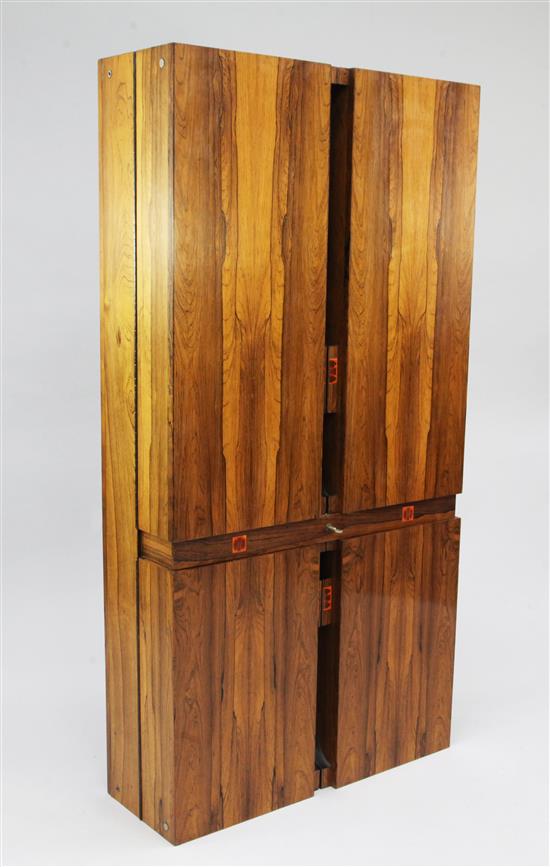 A 1960 / 70s Continental rosewood hanging drinks cabinet, H.4ft 10.5in. D.10.5in.